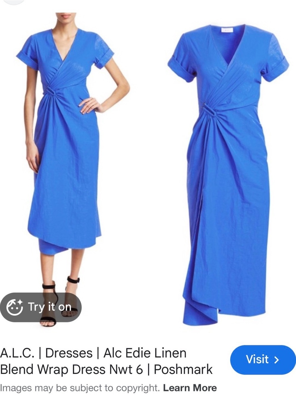 A.L.C. Edie Wrap Midi Dress in Bright Blue
